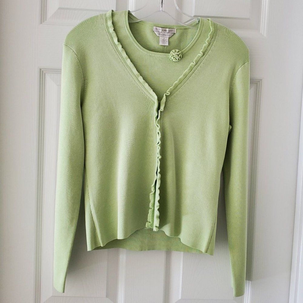 Petite Sophisticate Silk Stretch Cardigan & Shell Set | NWT | P | Light Green - Picture 2 of 16